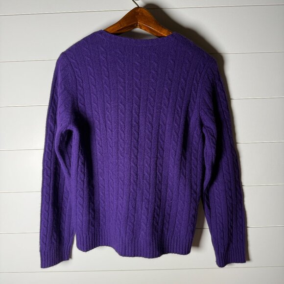 Ralph Lauren Merino Wool Angora Cable Knit Sweater Purple Sz Large - Picture 4 of 6